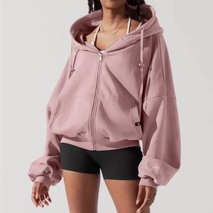 Zip Cloud Hoodie blush and white